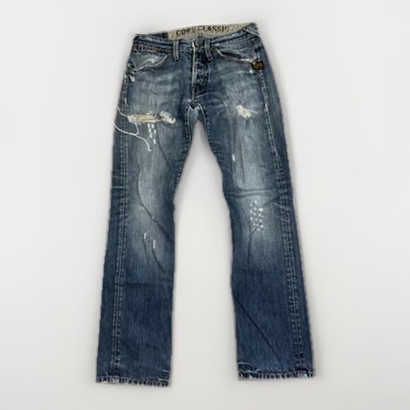 G Star Raw Denim Jeans Blue 30x29 Distressed Y2K Core Classic - Picture 1 of 10